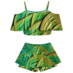 Patterns Green Yellow String Kids  Off Shoulder Skirt Bikini by Alisyart