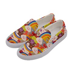 Rainbow Vintage Retro Style Kids Rainbow Vintage Retro Style Kid Funny Pattern With 80s Clouds Women s Canvas Slip Ons by genx