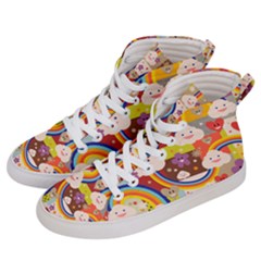 Rainbow Vintage Retro Style Kids Rainbow Vintage Retro Style Kid Funny Pattern With 80s Clouds Women s Hi-top Skate Sneakers by genx