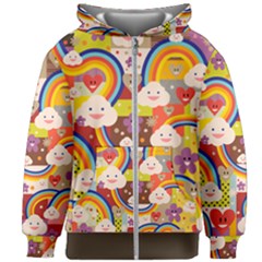 Rainbow Vintage Retro Style Kids Rainbow Vintage Retro Style Kid Funny Pattern With 80s Clouds Kids  Zipper Hoodie Without Drawstring by genx