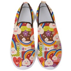 Rainbow Vintage Retro Style Kids Rainbow Vintage Retro Style Kid Funny Pattern With 80s Clouds Men s Slip On Sneakers by genx