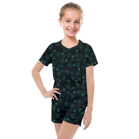 St Patricks Day Pattern Kids  Mesh Tee And Shorts Set by Valentinaart