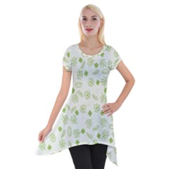 St Patricks Day Pattern Short Sleeve Side Drop Tunic by Valentinaart