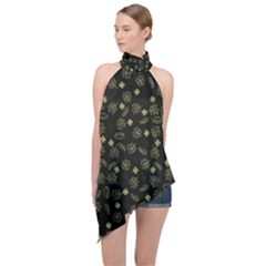 St Patricks Day Pattern Halter Asymmetric Satin Top by Valentinaart