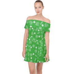 St Patricks Day Pattern Off Shoulder Chiffon Dress by Valentinaart