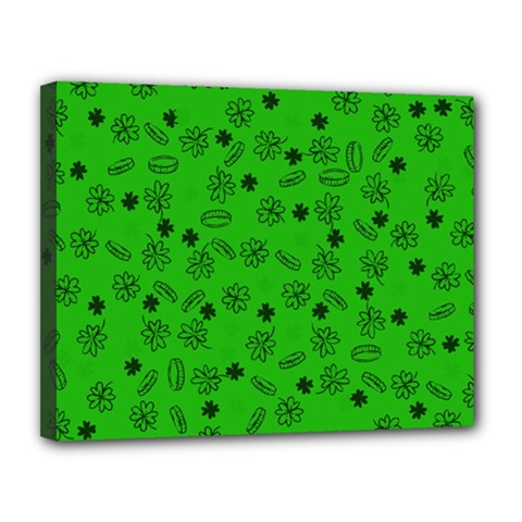 St Patricks Day Pattern Canvas 14  X 11  (stretched) by Valentinaart