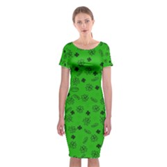 St Patricks Day Pattern Classic Short Sleeve Midi Dress by Valentinaart