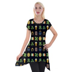 St Patricks Day Pattern Short Sleeve Side Drop Tunic by Valentinaart