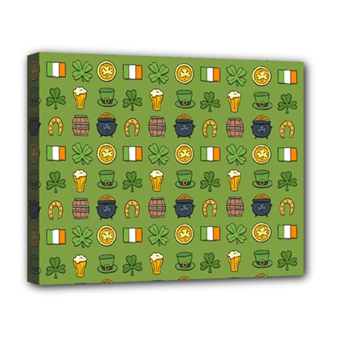 St Patricks Day Pattern Deluxe Canvas 20  X 16  (stretched) by Valentinaart