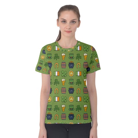 St Patricks Day Pattern Women s Cotton Tee by Valentinaart