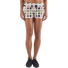 St Patricks Day Pattern Yoga Shorts by Valentinaart