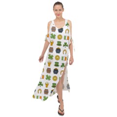 St Patricks Day Pattern Maxi Chiffon Cover Up Dress by Valentinaart