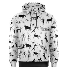 Petroglyph Runic Cavemen Nordic Black Paleo Drawings Pattern Men s Pullover Hoodie