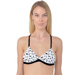 Petroglyph Runic Cavemen Nordic Black Paleo Drawings Pattern Reversible Tri Bikini Top