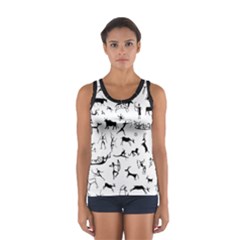 Petroglyph Runic Cavemen Nordic Black Paleo Drawings Pattern Sport Tank Top 