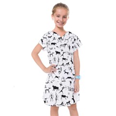 Petroglyph Runic Cavemen Nordic Black Paleo Drawings Pattern Kids  Drop Waist Dress by snek