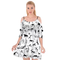 Petroglyph Runic Cavemen Nordic Black Paleo Drawings Pattern Cutout Spaghetti Strap Chiffon Dress by snek