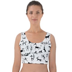 Petroglyph Runic Cavemen Nordic Black Paleo Drawings Pattern Velvet Crop Top by snek