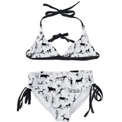 Petroglyph Runic Cavemen Nordic Black Paleo Drawings Pattern Kids  Classic Bikini Set