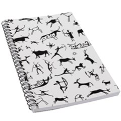 Petroglyph Runic Cavemen Nordic Black Paleo Drawings Pattern 5.5  x 8.5  Notebook