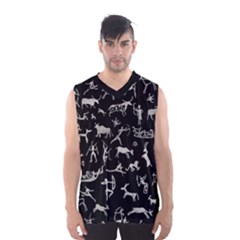 Petroglyph Nordic Beige And Black Background Petroglyph Nordic Beige And Black Background Men s Basketball Tank Top by snek