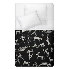 Petroglyph Nordic Beige And Black Background Petroglyph Nordic Beige And Black Background Duvet Cover (single Size) by snek