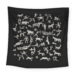 Petroglyph Nordic Beige And Black Background Petroglyph Nordic Beige And Black Background Square Tapestry (large) by snek