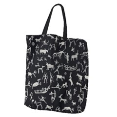 Petroglyph Nordic Beige And Black Background Petroglyph Nordic Beige And Black Background Giant Grocery Tote by snek