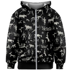 Petroglyph Nordic Beige And Black Background Petroglyph Nordic Beige And Black Background Kids  Zipper Hoodie Without Drawstring by snek