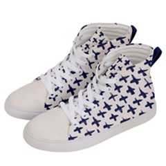 Pattern Ink Blue Navy Crosses Grunge Flesh And Navy Pattern Ink Crosses Grunge Flesh Beige Background Men s Hi-top Skate Sneakers by genx