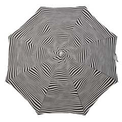 Retro Psychedelic Waves Pattern 80s Black And White Straight Umbrellas by genx