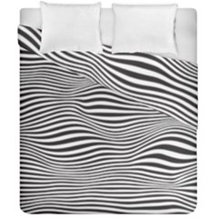 Retro Psychedelic Waves Pattern 80s Black And White Duvet Cover Double Side (california King Size) by genx