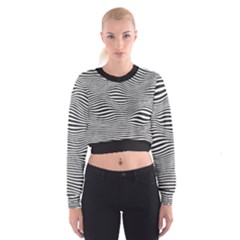 Retro Psychedelic Waves Pattern 80s Black And White Cropped Sweatshirt by genx