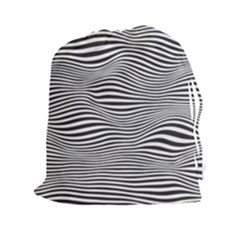 Retro Psychedelic Waves Pattern 80s Black And White Drawstring Pouch (xxl) by genx