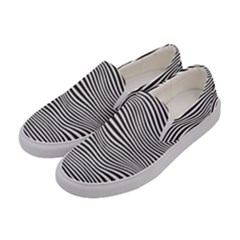 Retro Psychedelic Waves Pattern 80s Black And White Women s Canvas Slip Ons by genx