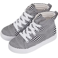 Retro Psychedelic Waves Pattern 80s Black And White Kids  Hi-top Skate Sneakers by genx