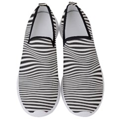 Retro Psychedelic Waves Pattern 80s Black And White Men s Slip On Sneakers by genx