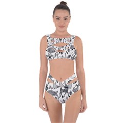 African Senufo Korhogo Tribal Ethnic Art Elements Vector Bandaged Up Bikini Set 