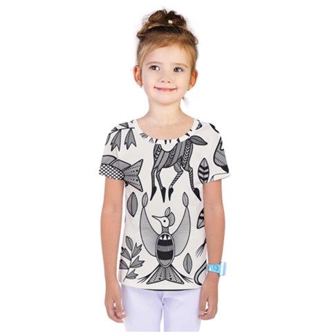 African Senufo Korhogo Tribal Ethnic Art Elements Vector Kids  One Piece Tee by BluedarkArt