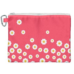 Flowers White Daisies Pattern Red Background Flowers White Daisies Pattern Red Bottom Canvas Cosmetic Bag (xxl) by genx