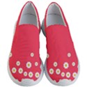 Flowers White Daisies Pattern Red Background Flowers White Daisies Pattern Red Bottom Women s Lightweight Slip Ons View1