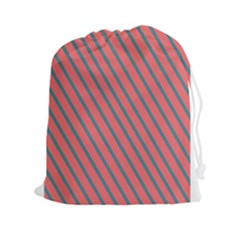 Living Coral Diagonal Stripes Drawstring Pouch (xxl) by LoolyElzayat