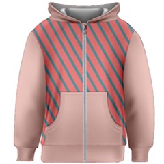 Living Coral Diagonal Stripes Kids  Zipper Hoodie Without Drawstring by LoolyElzayat