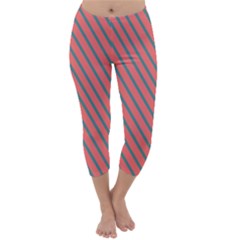 Living Coral Diagonal Stripes Capri Winter Leggings 