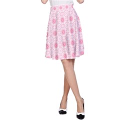 Traditional Patterns Pink Octagon A-line Skirt by Pakrebo