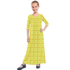 Traditional Patterns Chrysanthemum Kids  Quarter Sleeve Maxi Dress by Pakrebo