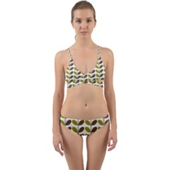 Leaf Plant Pattern Seamless Wrap Around Bikini Set by Pakrebo