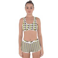 Leaf Plant Pattern Seamless Racerback Boyleg Bikini Set