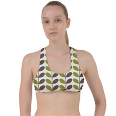 Leaf Plant Pattern Seamless Criss Cross Racerback Sports Bra by Pakrebo