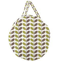 Leaf Plant Pattern Seamless Giant Round Zipper Tote